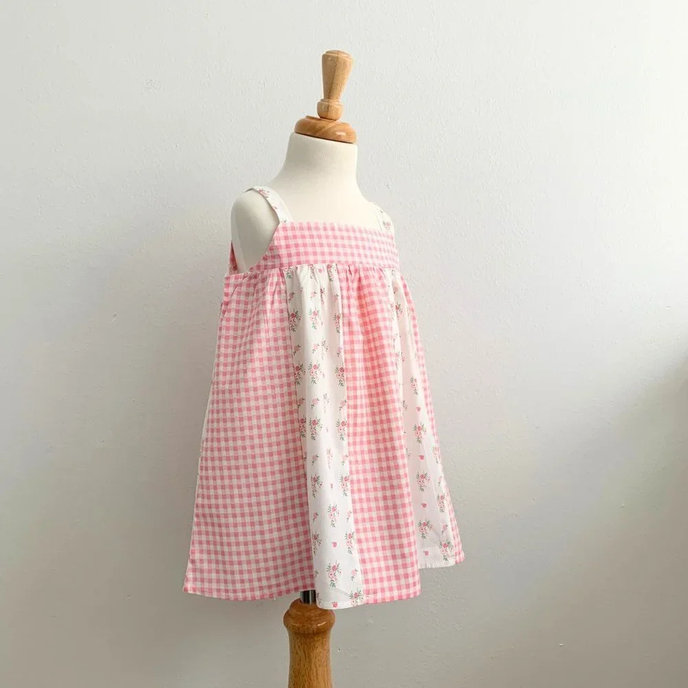 NWT Pretty Girls Spring & Summer Dress Bohemian Princess Floral & Gingham 18-24M - Picture 3 of 8